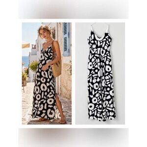 Loft Maxi Dress Size 10P Coastal Euro Summer Beachy Resort Beachy Artsy Abstract